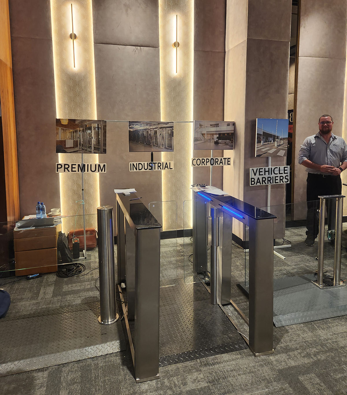 Premium Flow Systems turnstiles and vehicle barriers on display at Innovatex 2025 in Johannesburg