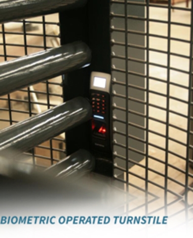 Biometric-operated turnstile integrated with access control system